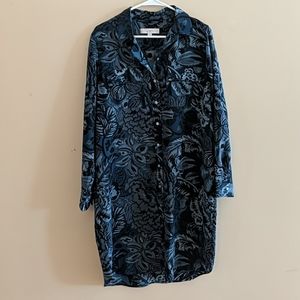 🆓Blue Floral Patterned Button Down Dress